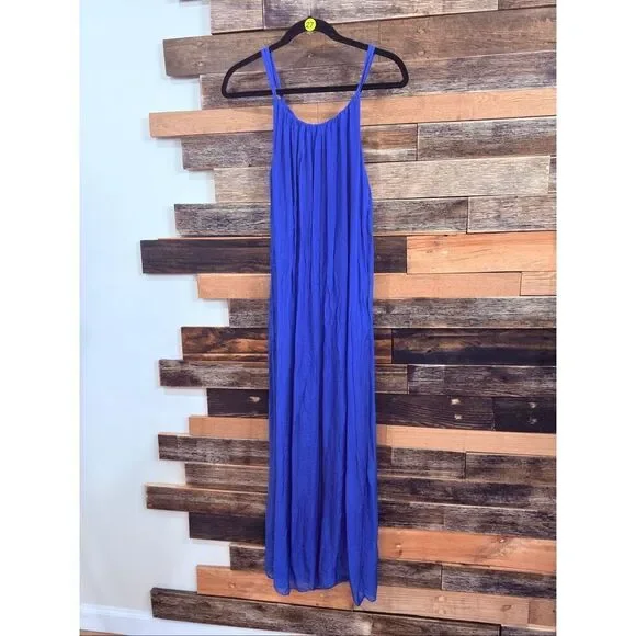 Rosemarine spaghetti strips blue viscose/silk maxi dress size Medium - Picture 2 of 7